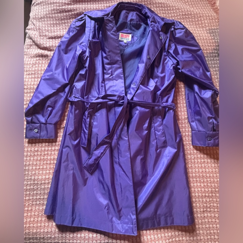 MISTY WEATHER Vintage Purple Trench Coat Size 9/10 EPIC 80s Jacket!!!